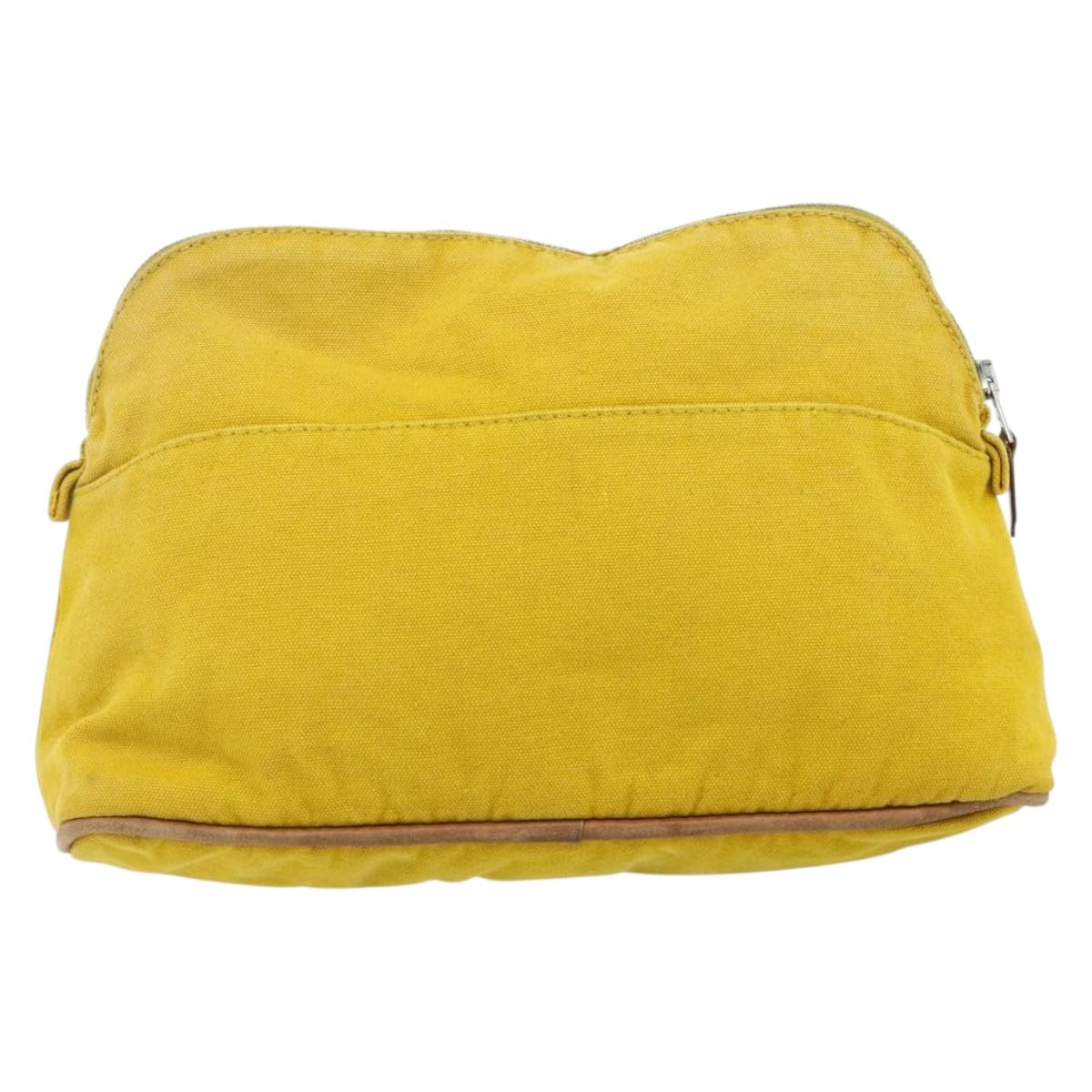 HERMES Bolide Pouch Canvas 2 Set Yellow Brown Auth ti3848