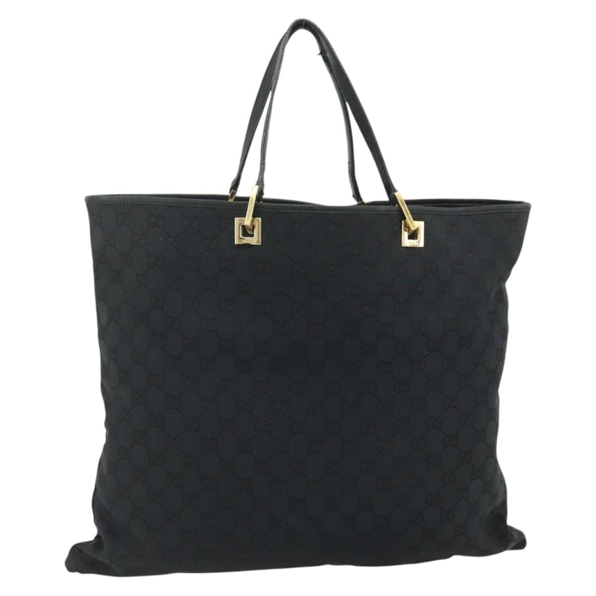 GUCCI GG Canvas Tote Bag Black Gold 002 1097 Auth ti3861