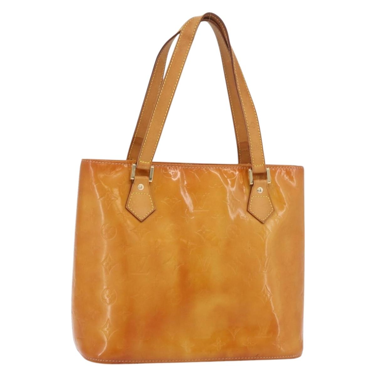 LOUIS VUITTON Monogram Vernis Houston Hand Bag Beige M91004 LV Auth ti3879