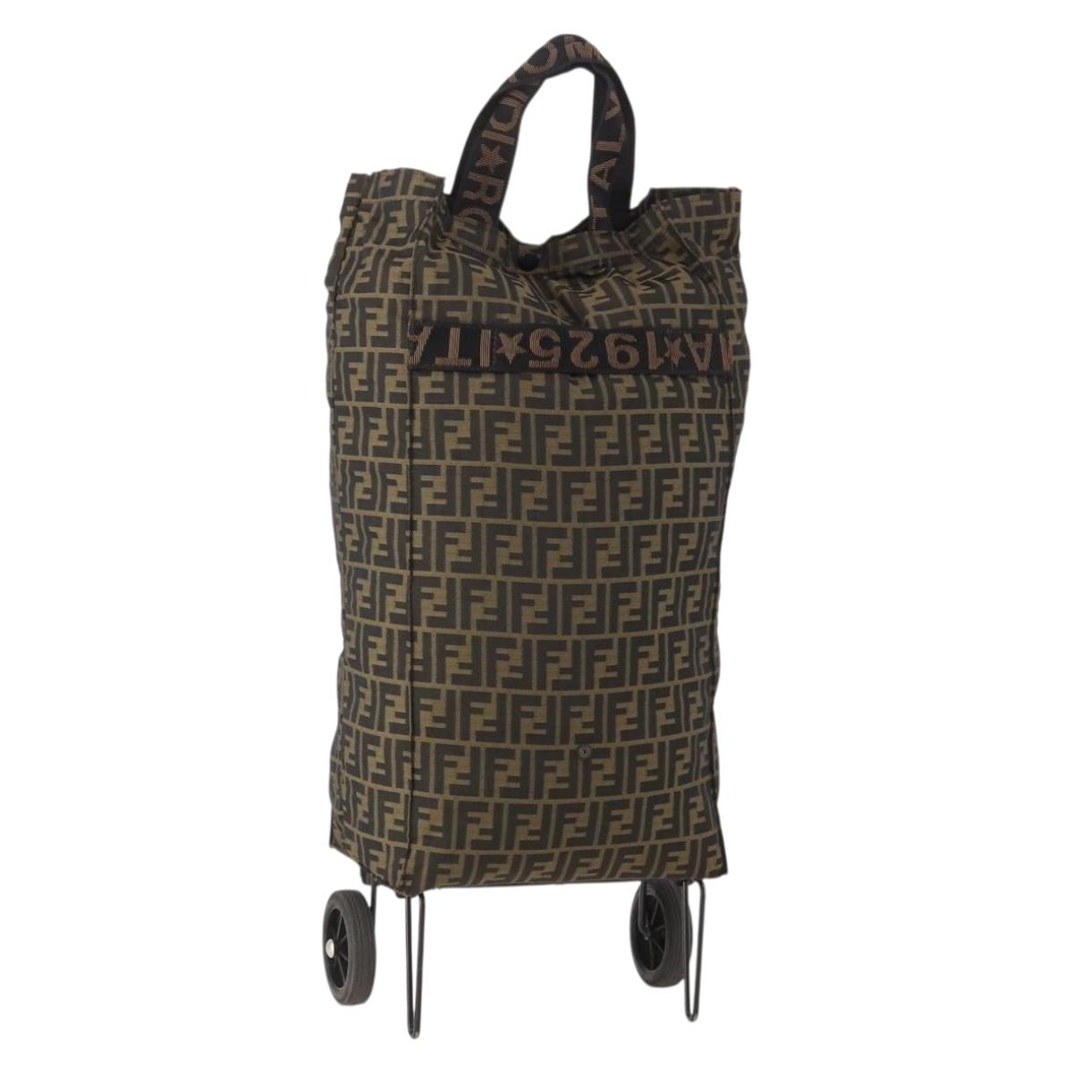FENDI Zucca Canvas Carry Bag Black Brown Auth ti3887A