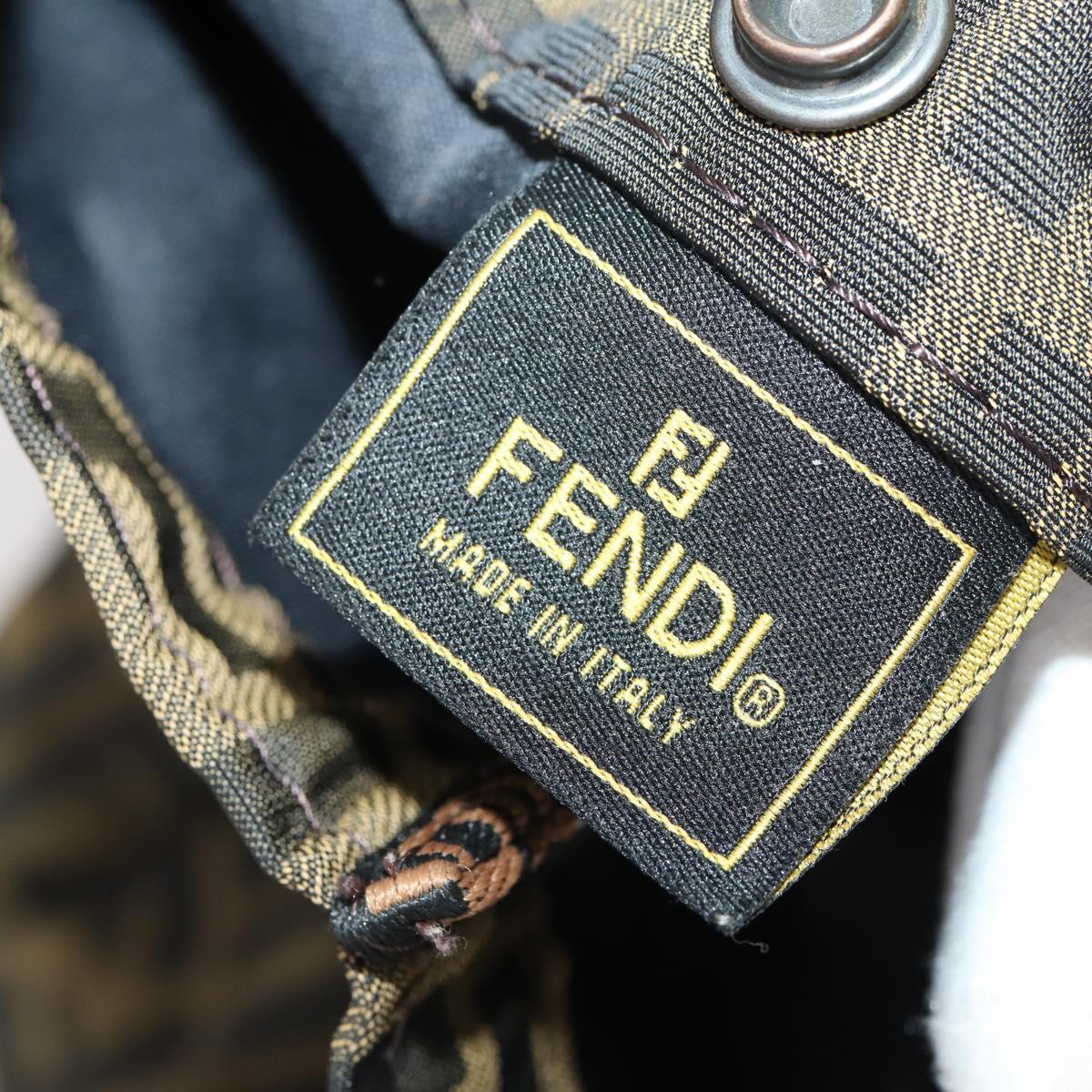 FENDI Zucca Canvas Carry Bag Black Brown Auth ti3887A