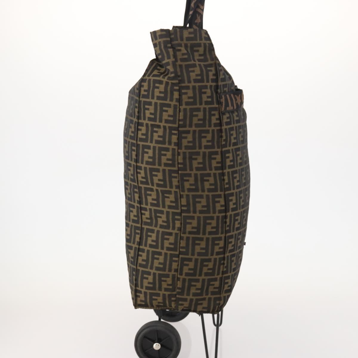 FENDI Zucca Canvas Carry Bag Black Brown Auth ti3887A