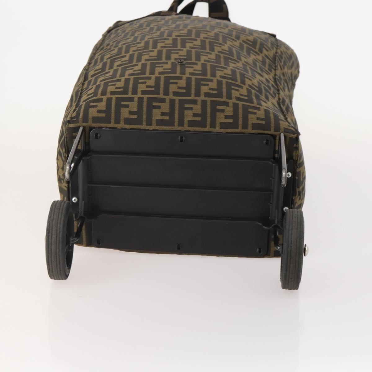 FENDI Zucca Canvas Carry Bag Black Brown Auth ti3887A