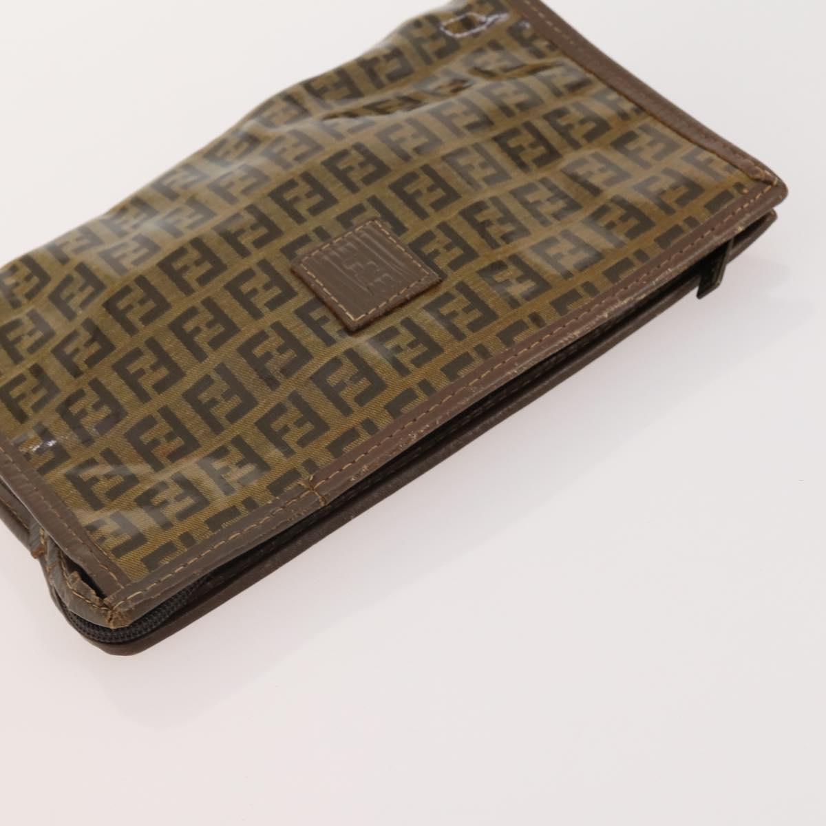 FENDI Zucchino Canvas Shoulder Bag Coated Canvas 3 Set Beige Brown Auth ti3891