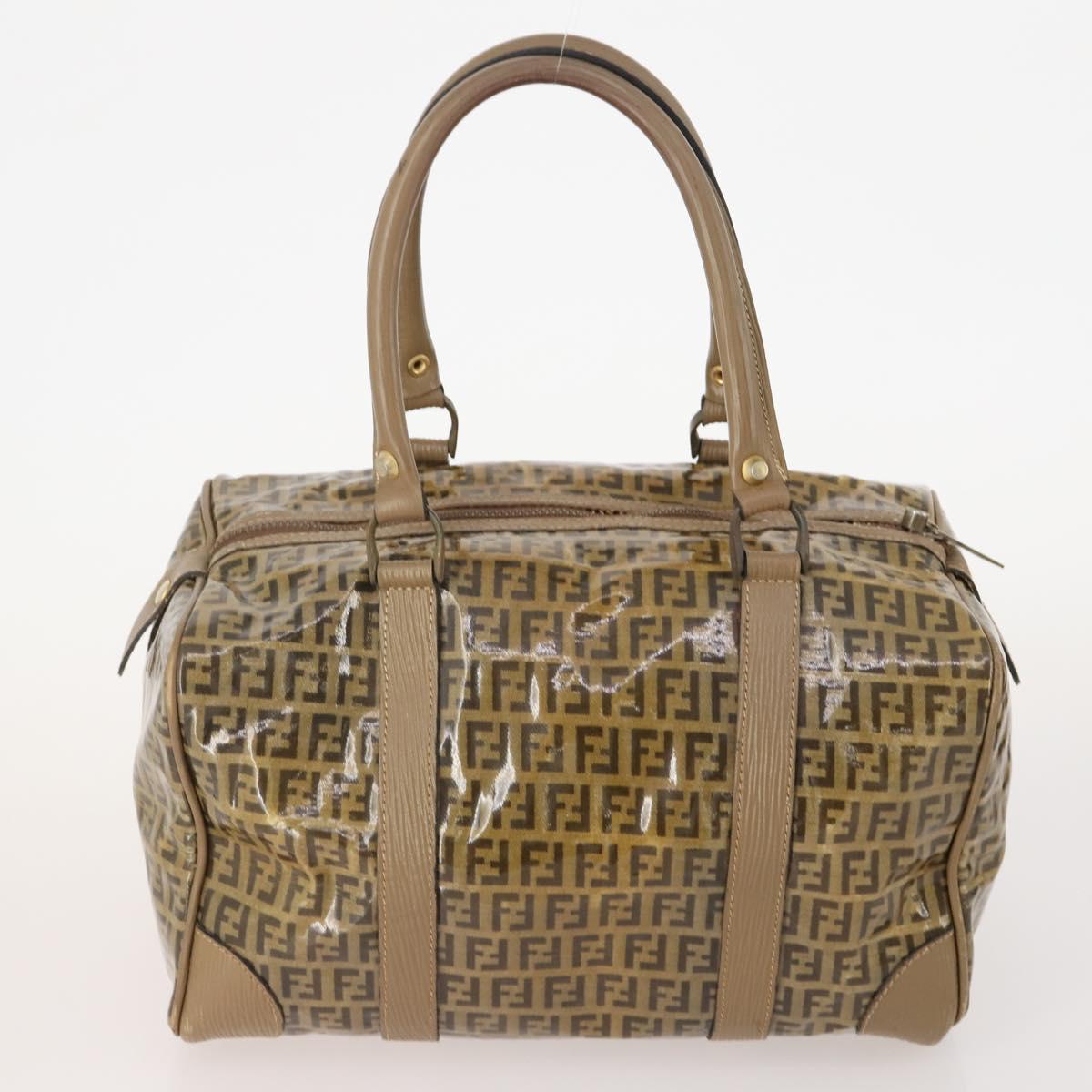 FENDI Zucchino Canvas Shoulder Bag Coated Canvas 3 Set Beige Brown Auth ti3891