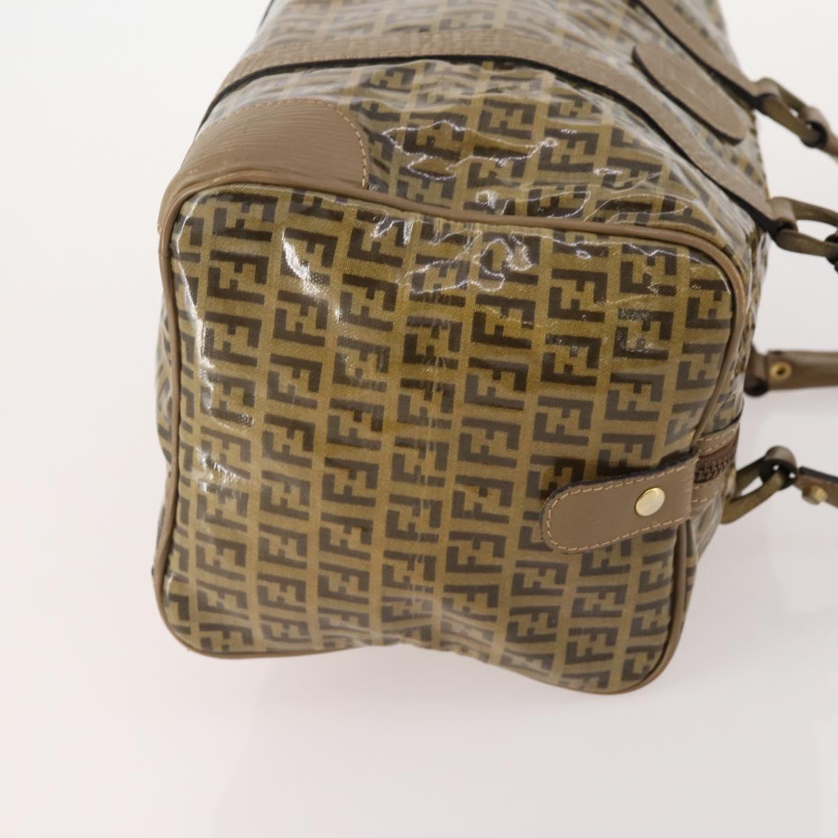 FENDI Zucchino Canvas Shoulder Bag Coated Canvas 3 Set Beige Brown Auth ti3891