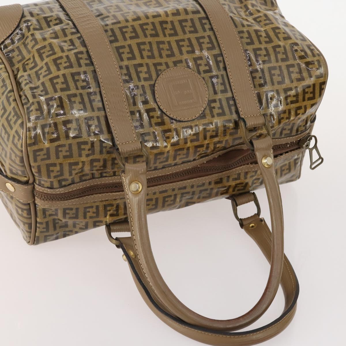 FENDI Zucchino Canvas Shoulder Bag Coated Canvas 3 Set Beige Brown Auth ti3891