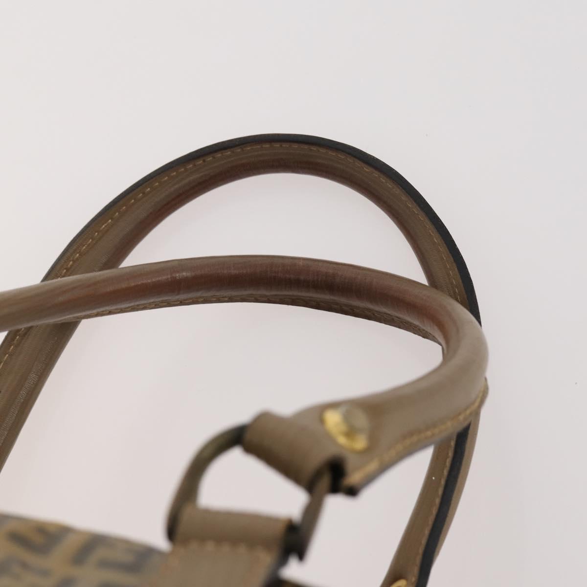 FENDI Zucchino Canvas Shoulder Bag Coated Canvas 3 Set Beige Brown Auth ti3891