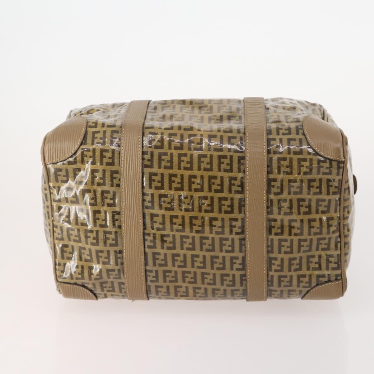 FENDI Zucchino Canvas Shoulder Bag Coated Canvas 3 Set Beige Brown Auth ti3891