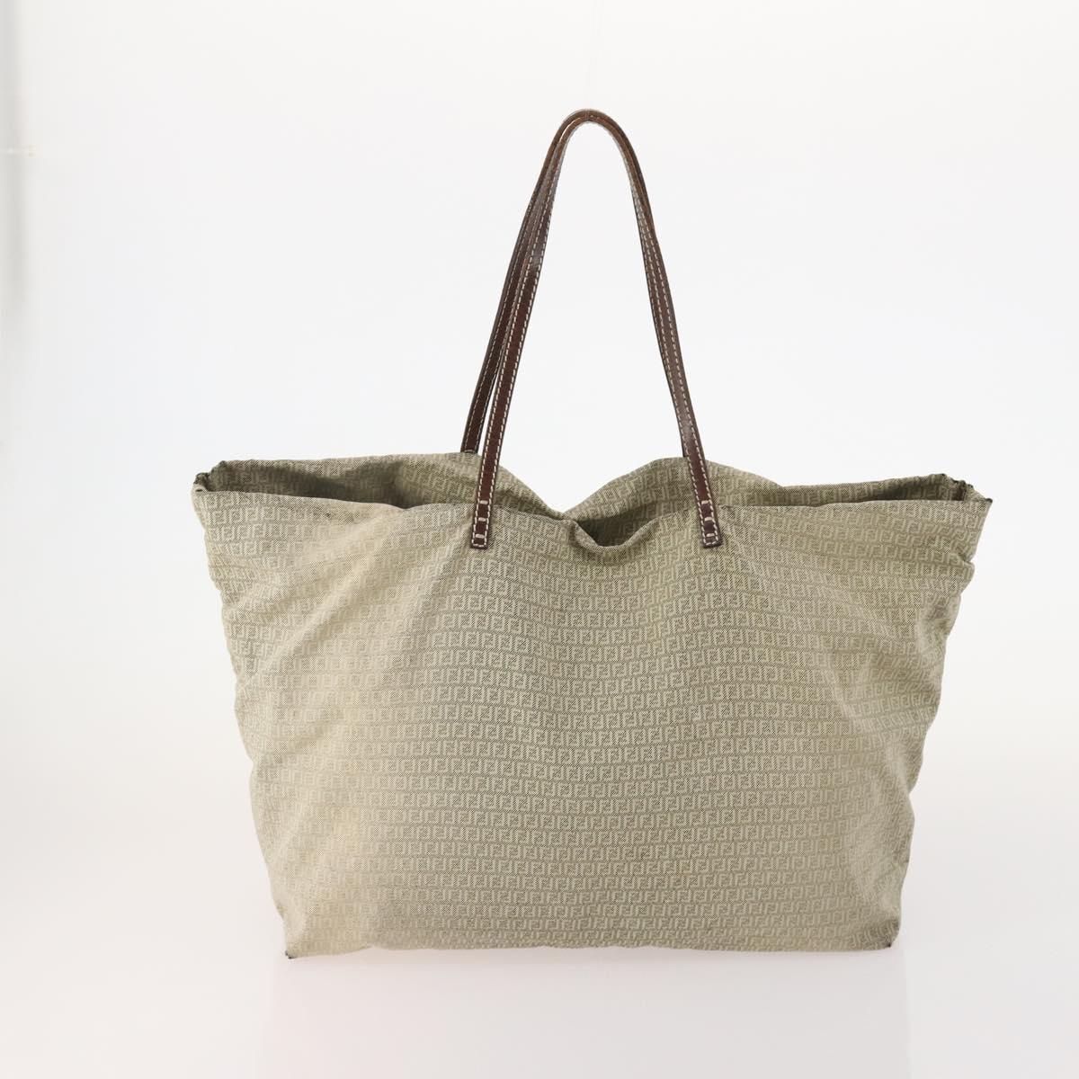 FENDI Pecan Canvas Hand Bag Nylon PVC 4 Set Brown Black Auth ti3892
