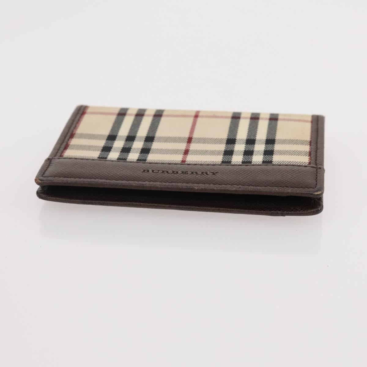 BURBERRY Nova Check Pouch Canvas Leather 3 Set Beige Black Auth ti3893