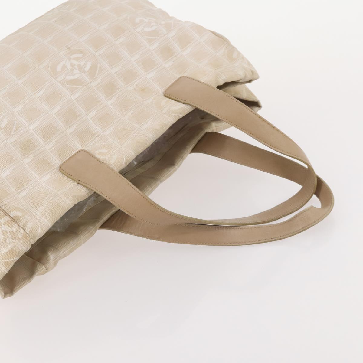 CHANEL New Travel Line Tote Bag Nylon 2 Set Beige CC Auth ti3894