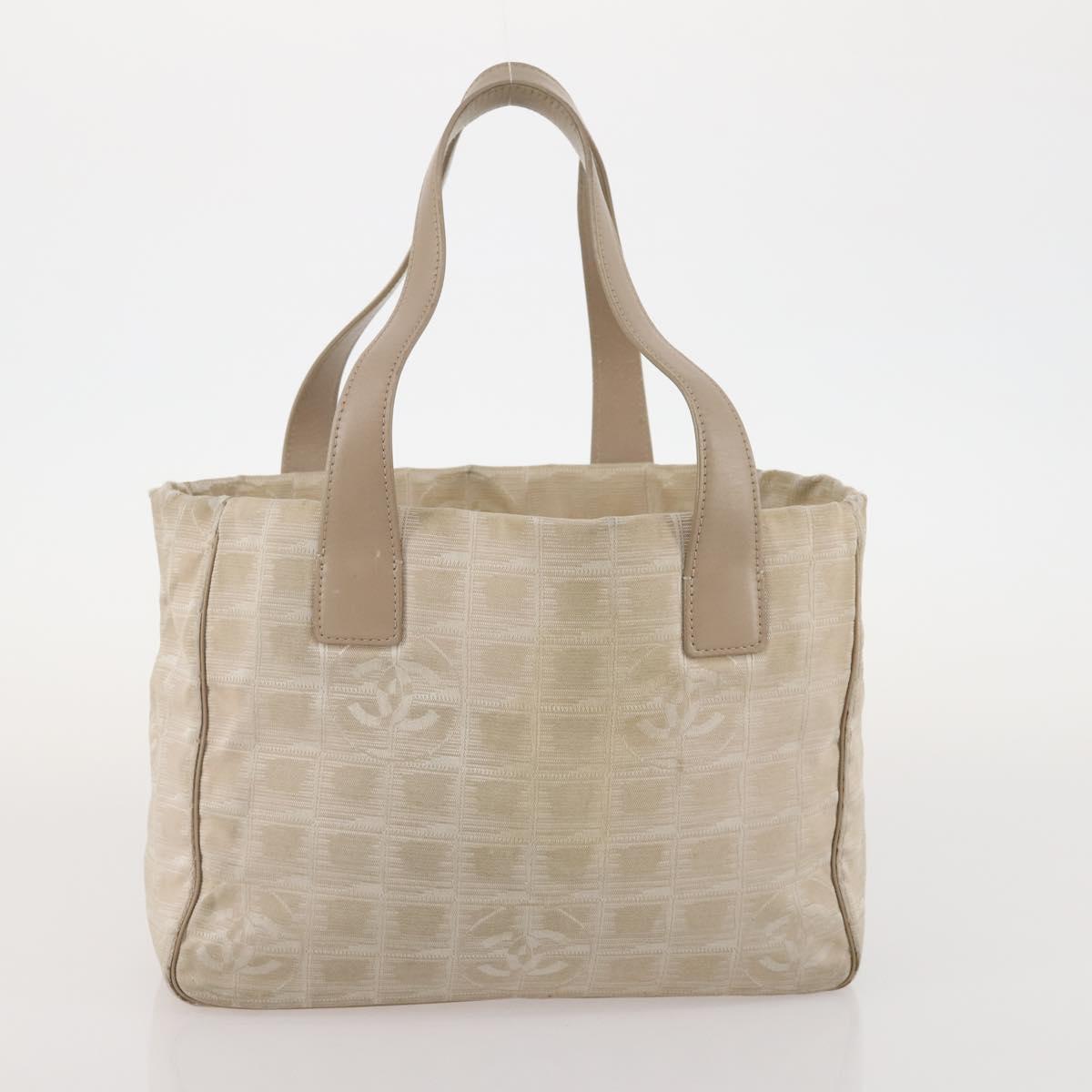 CHANEL New Travel Line Tote Bag Nylon 2 Set Beige CC Auth ti3895