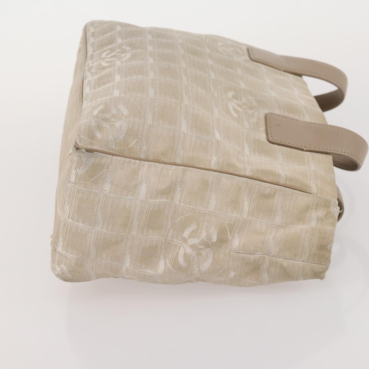 CHANEL New Travel Line Tote Bag Nylon 2 Set Beige CC Auth ti3895