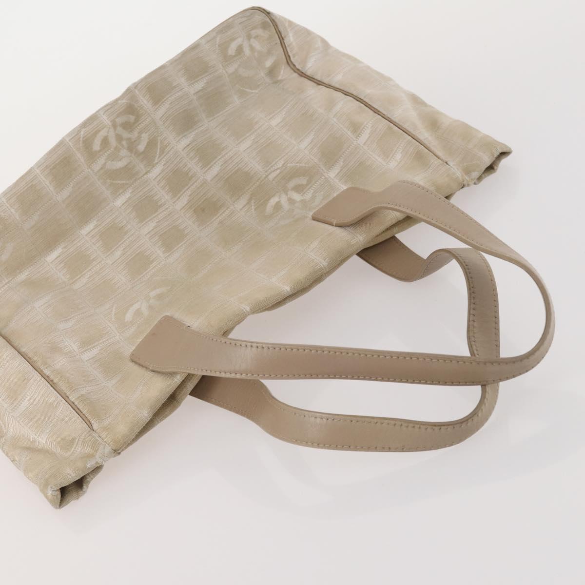 CHANEL New Travel Line Tote Bag Nylon 2 Set Beige CC Auth ti3895