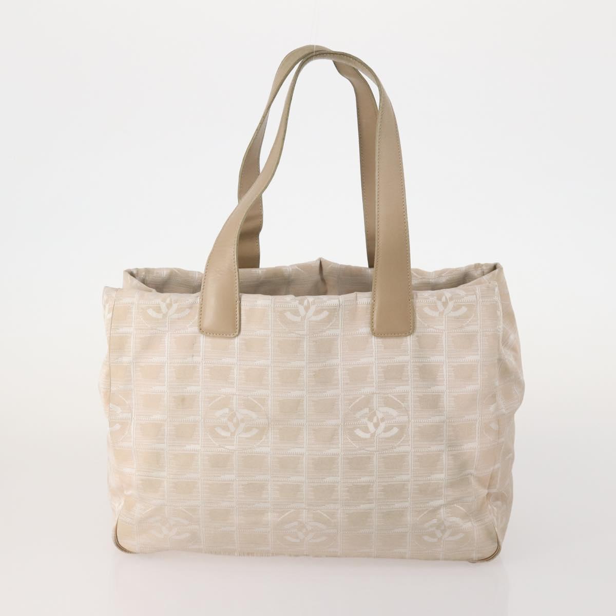 CHANEL New Travel Line Tote Bag Nylon 2 Set Beige CC Auth ti3895
