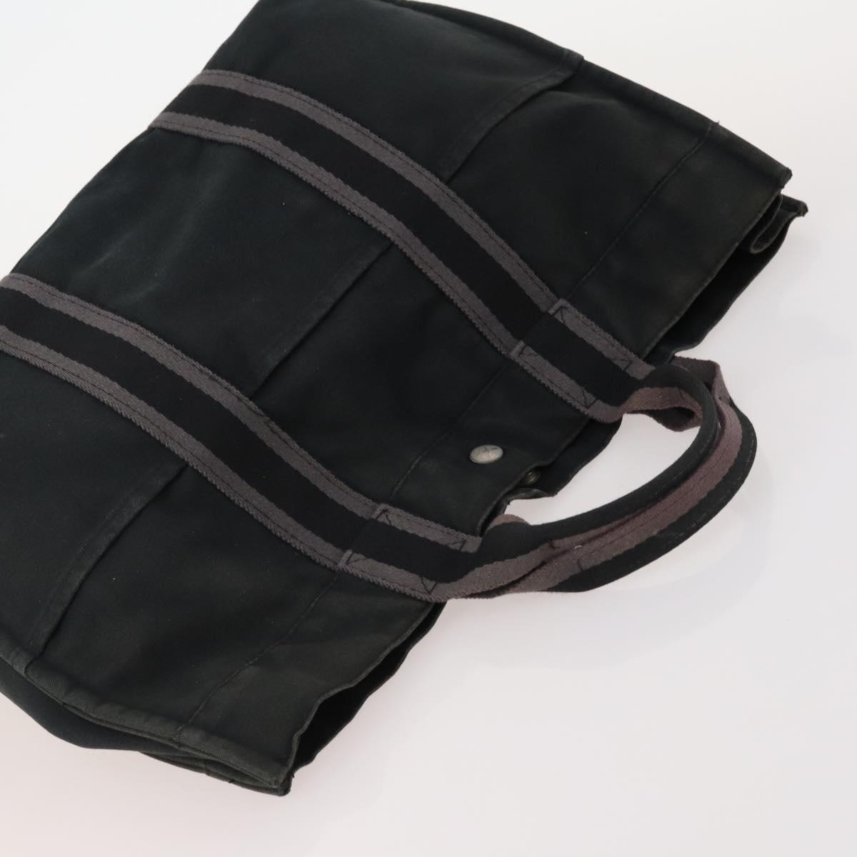 HERMES Tote Bag Canvas 4 Set Gray Black Auth ti3899