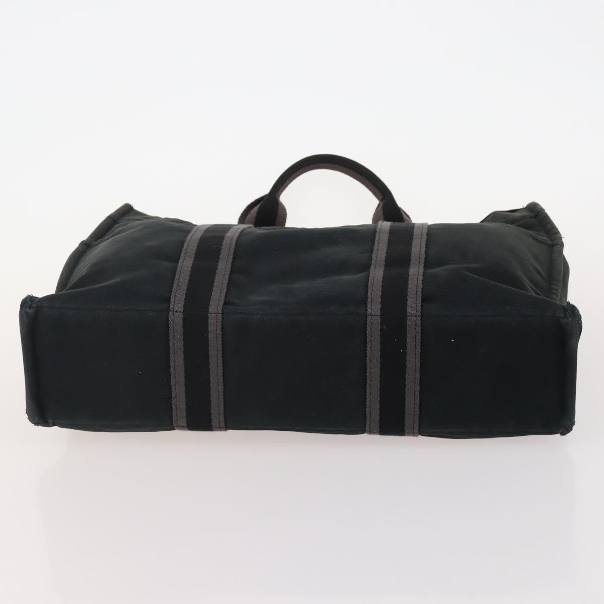 HERMES Tote Bag Canvas 4 Set Gray Black Auth ti3899