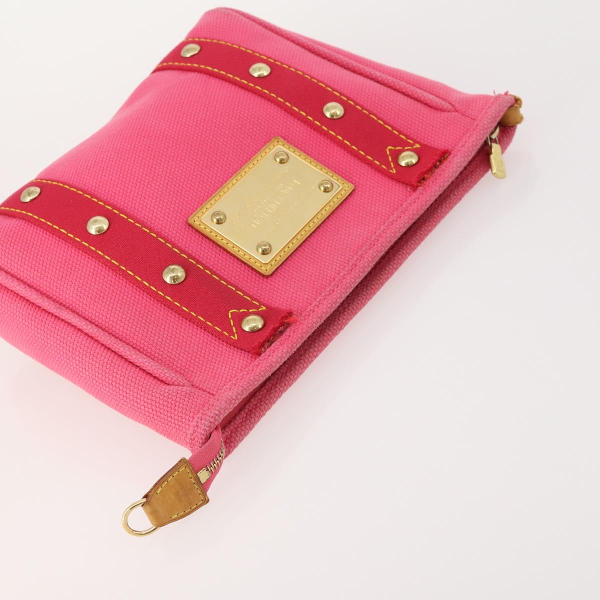 LOUIS VUITTON Belt Canvas Leather 2 Set Pink Beige LV Auth ti3901
