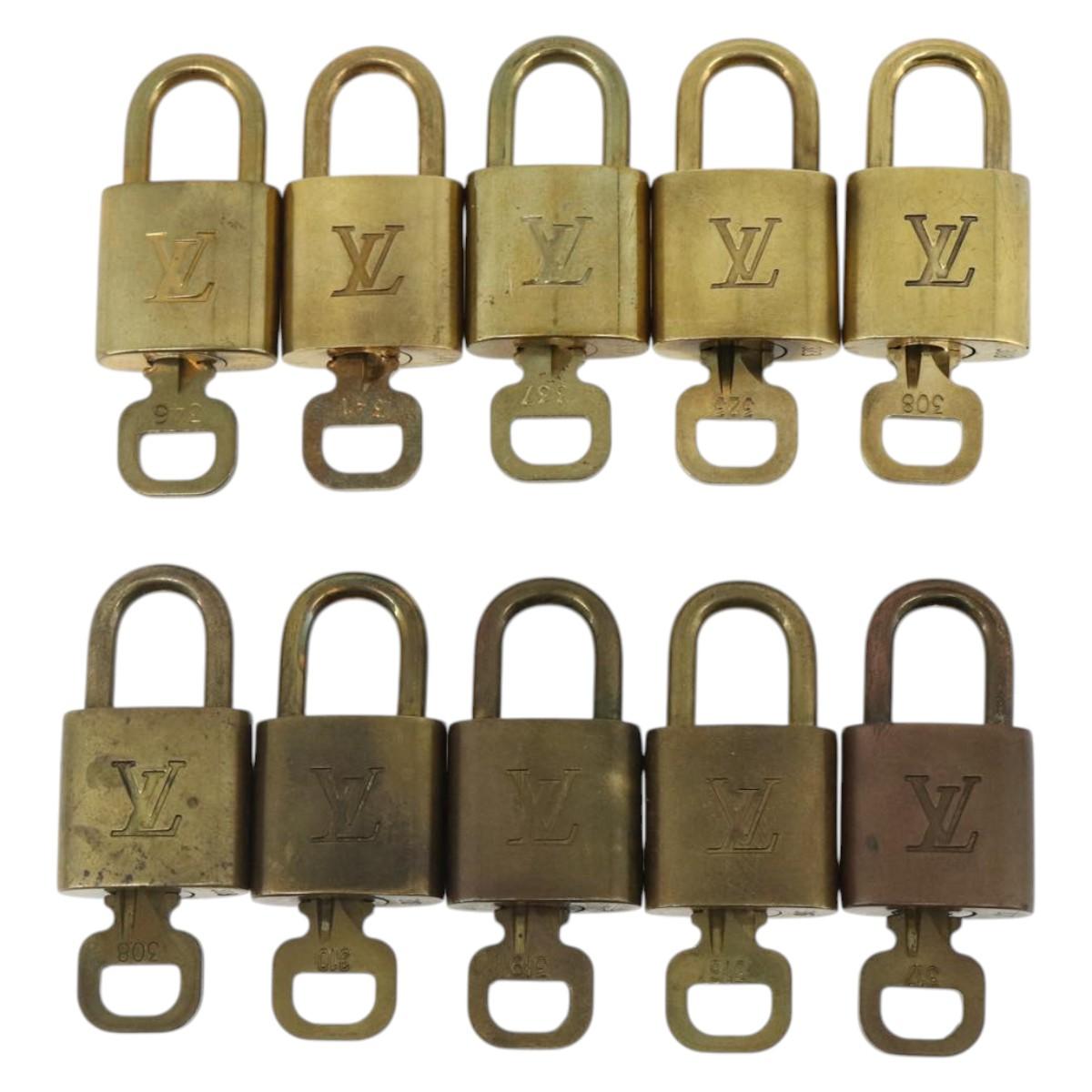 LOUIS VUITTON Padlock 10 Set Padlock metal Gold LV Auth ti3909