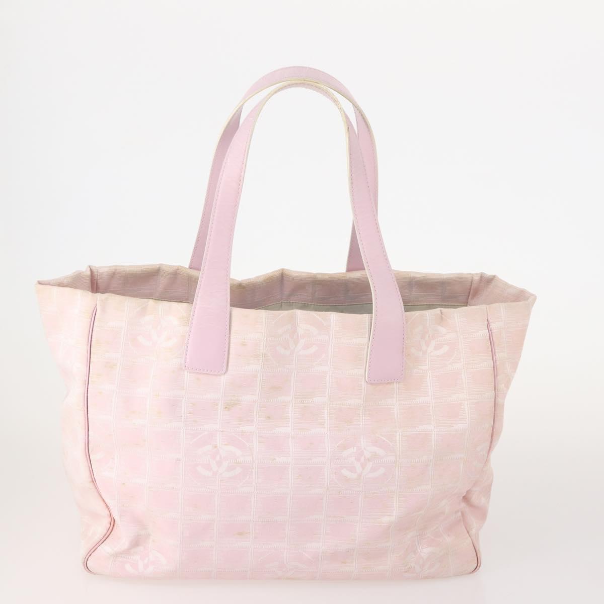 CHANEL New Travel Line Tote Bag Nylon 3 Set Pink Black CC Auth ti3919