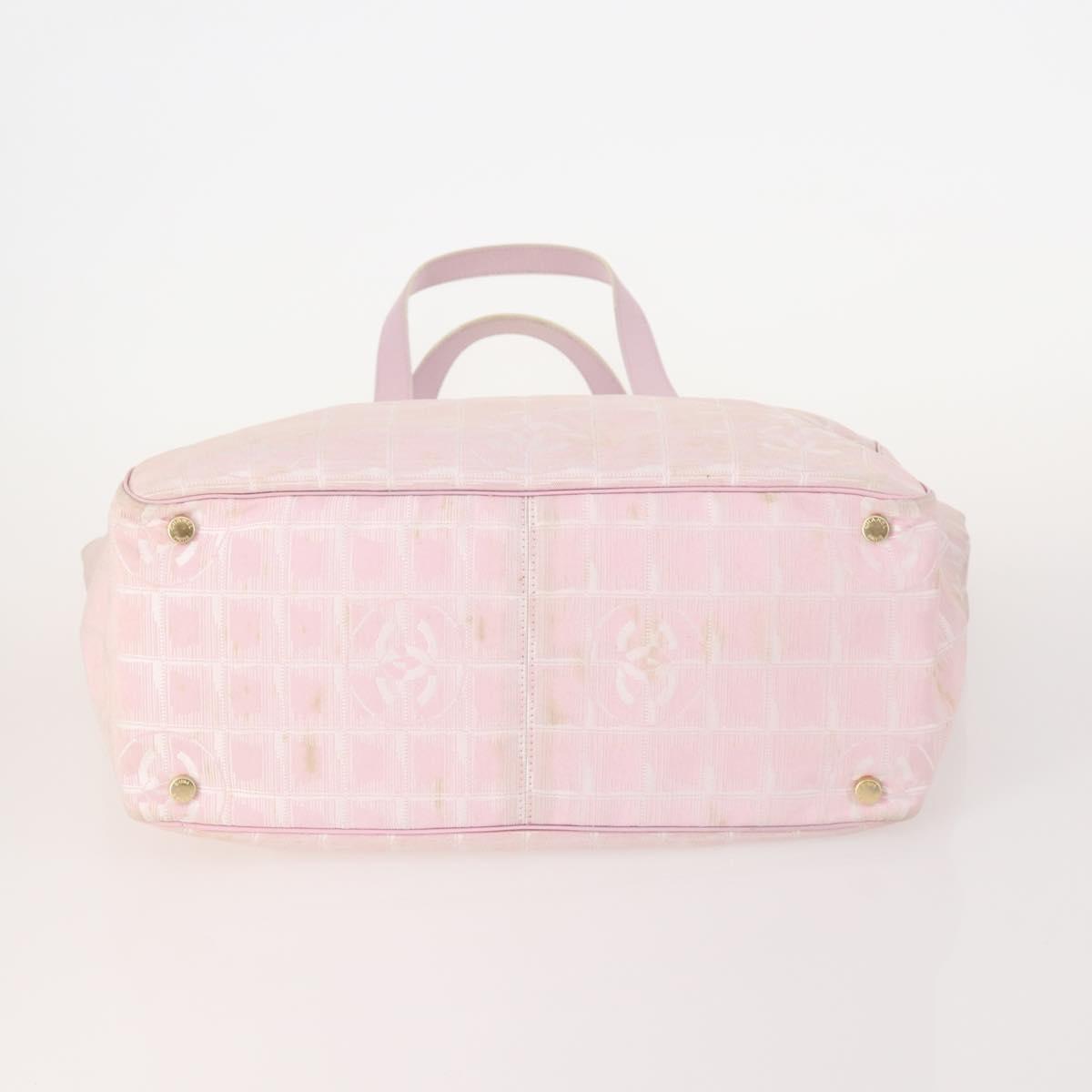 CHANEL New Travel Line Tote Bag Nylon 3 Set Pink Black CC Auth ti3919