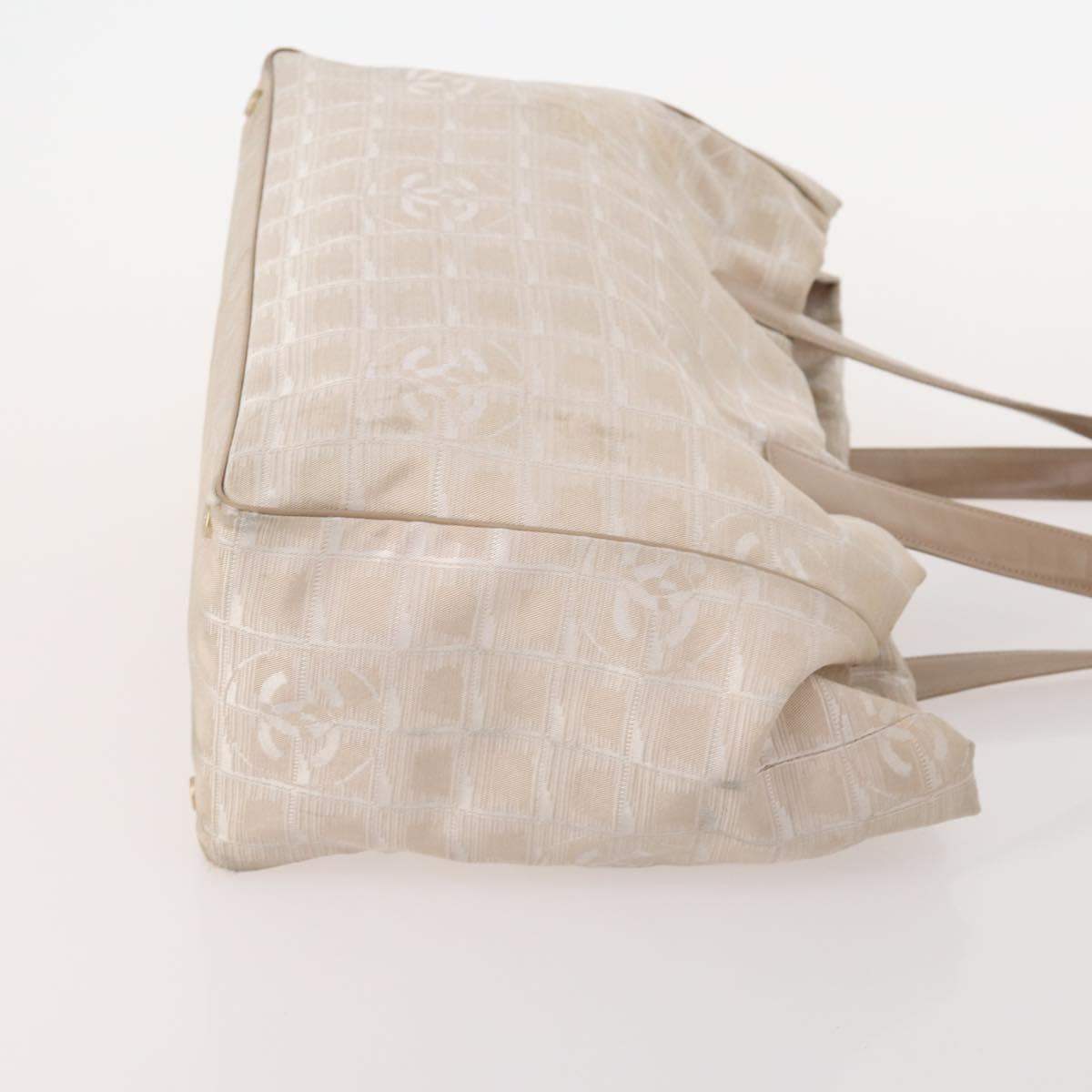 CHANEL New Travel Line Tote Bag Nylon 4 Set Beige CC Auth ti3920
