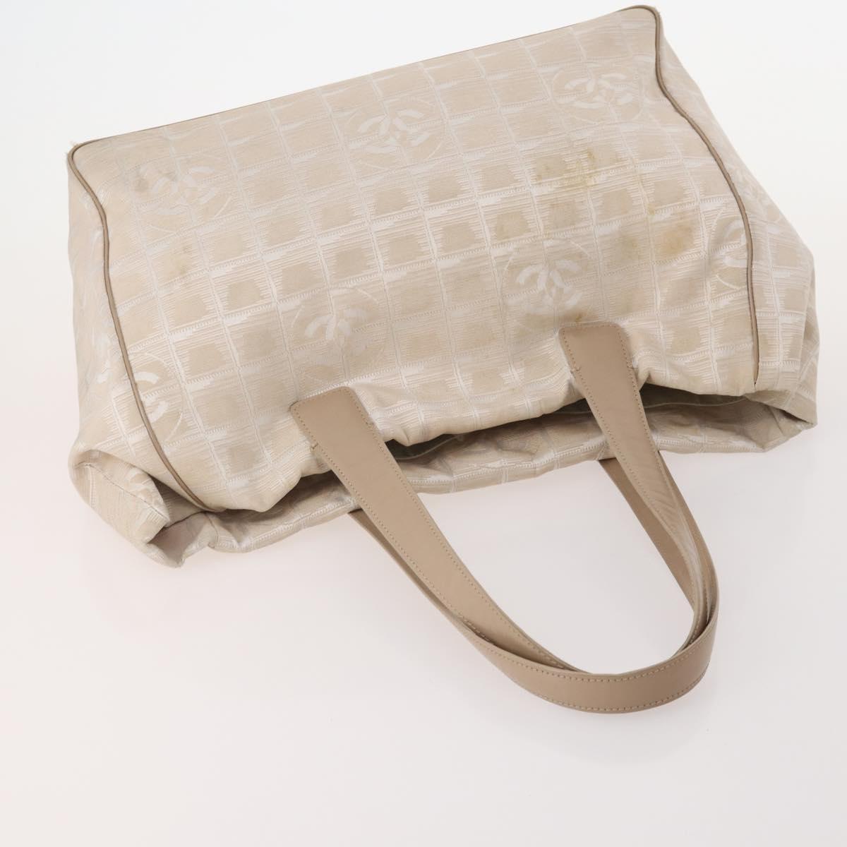 CHANEL New Travel Line Tote Bag Nylon 4 Set Beige CC Auth ti3920