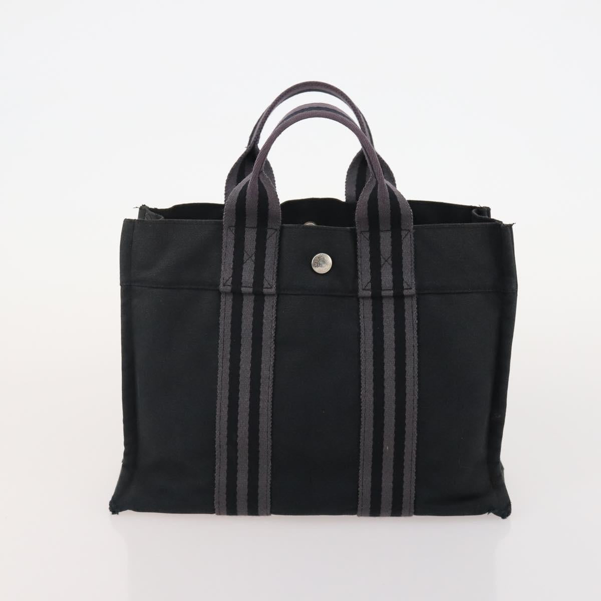 HERMES Fourre Tout Hand Bag cotton 4 Set Black Red gray Auth ti3921