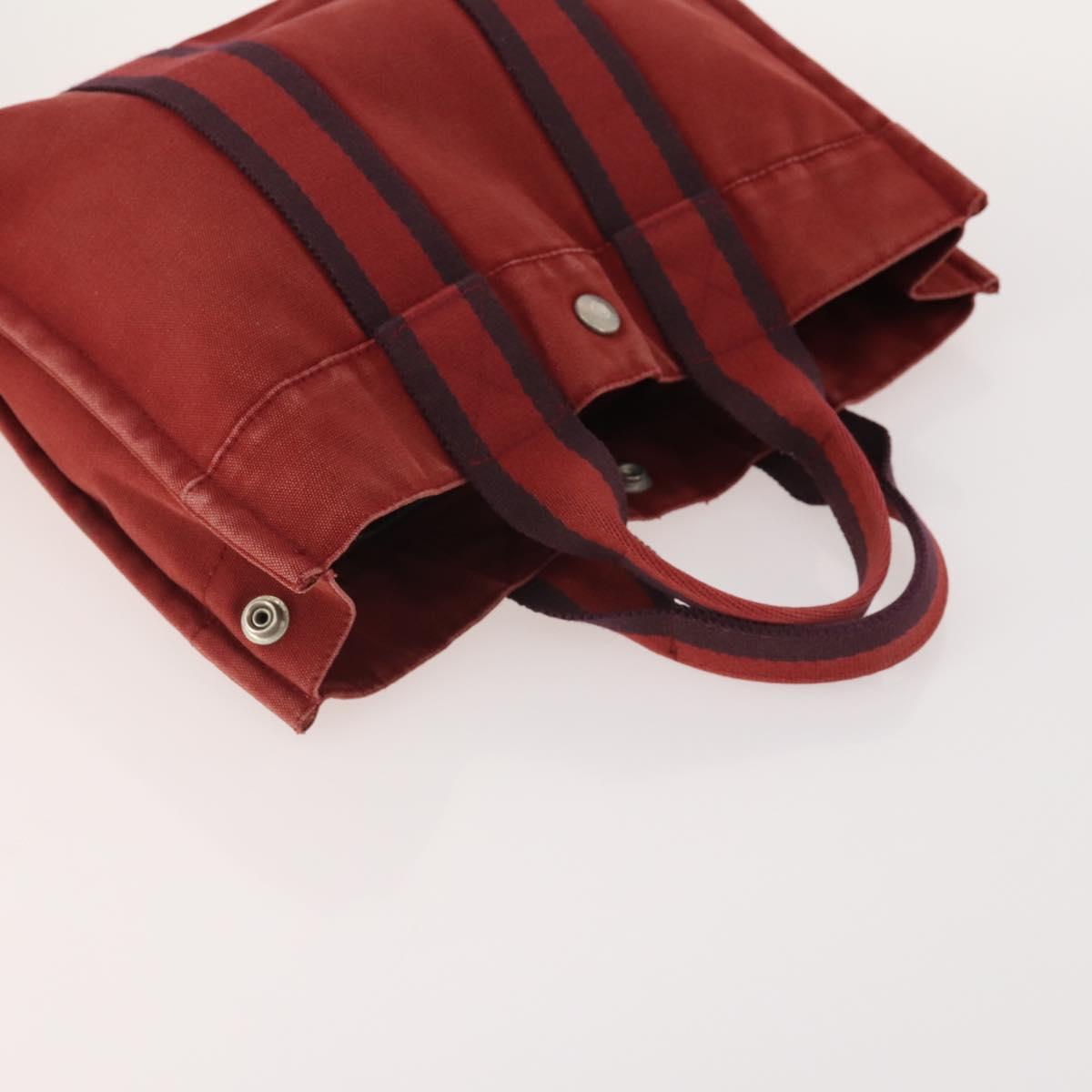 HERMES Fourre Tout Hand Bag cotton 4 Set Black Red gray Auth ti3922
