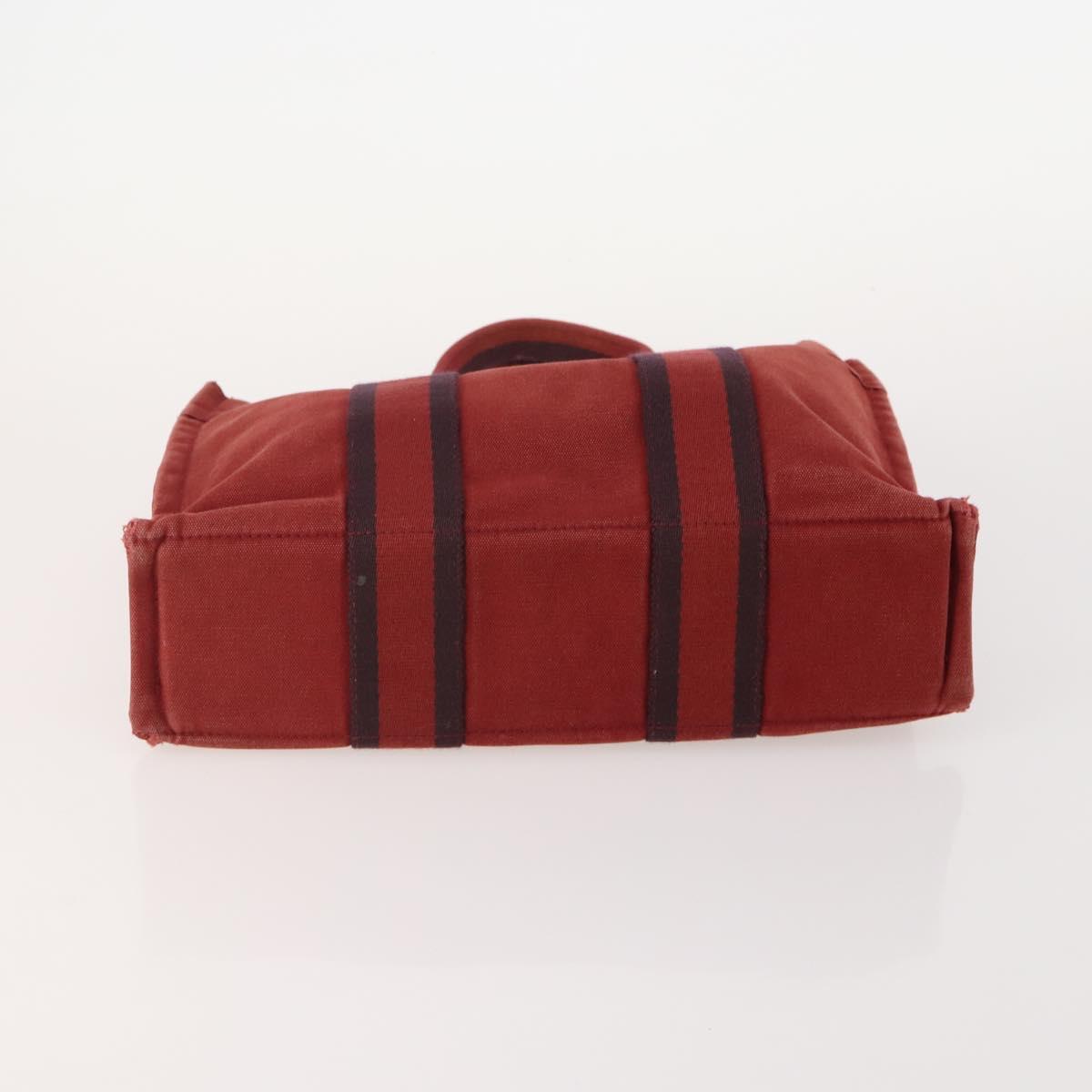 HERMES Fourre Tout Hand Bag cotton 4 Set Black Red gray Auth ti3922