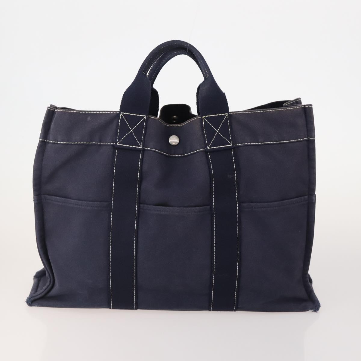 HERMES Fourre Tout Hand Bag cotton 4 Set Black Red gray Auth ti3922