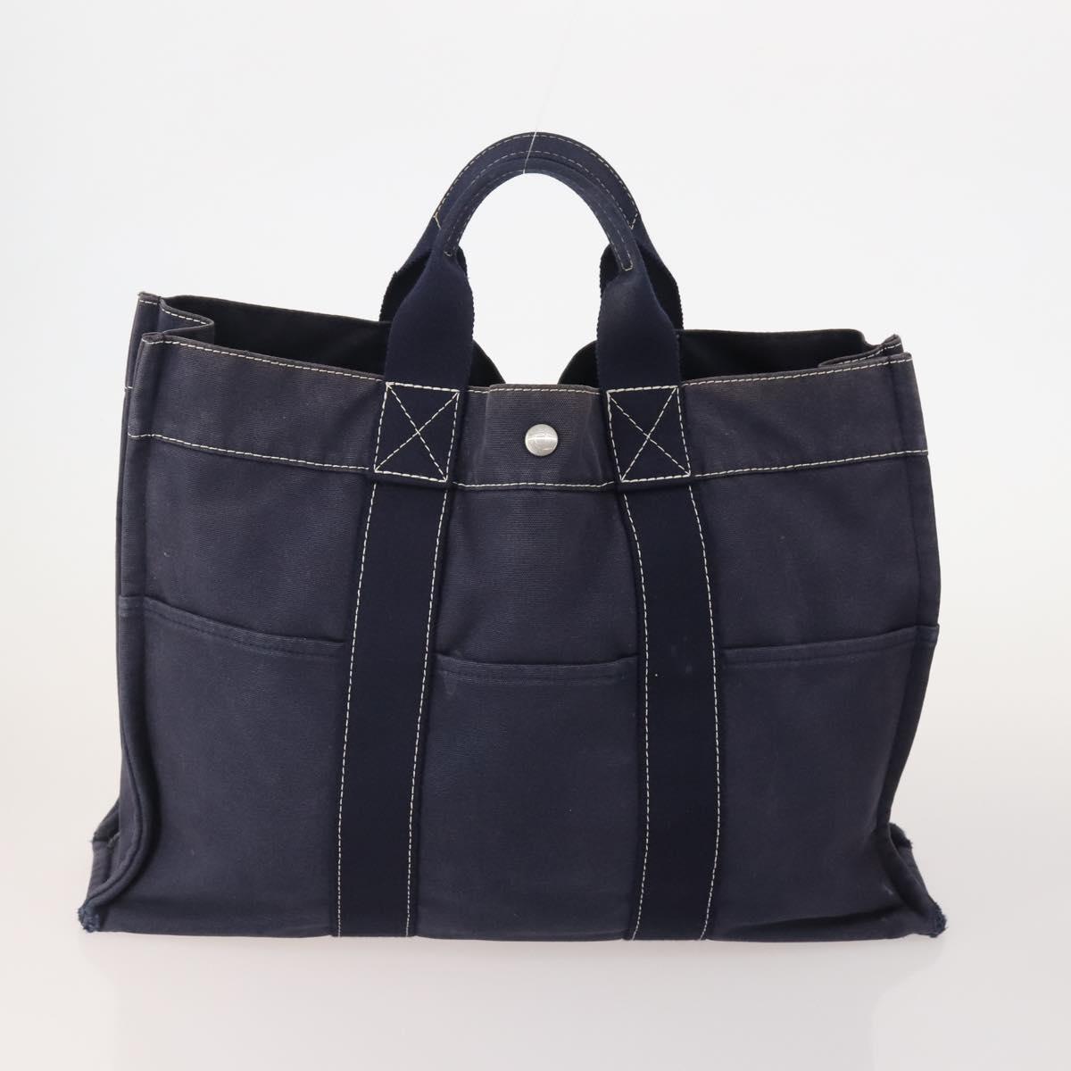 HERMES Fourre Tout Hand Bag cotton 4 Set Black Red gray Auth ti3922