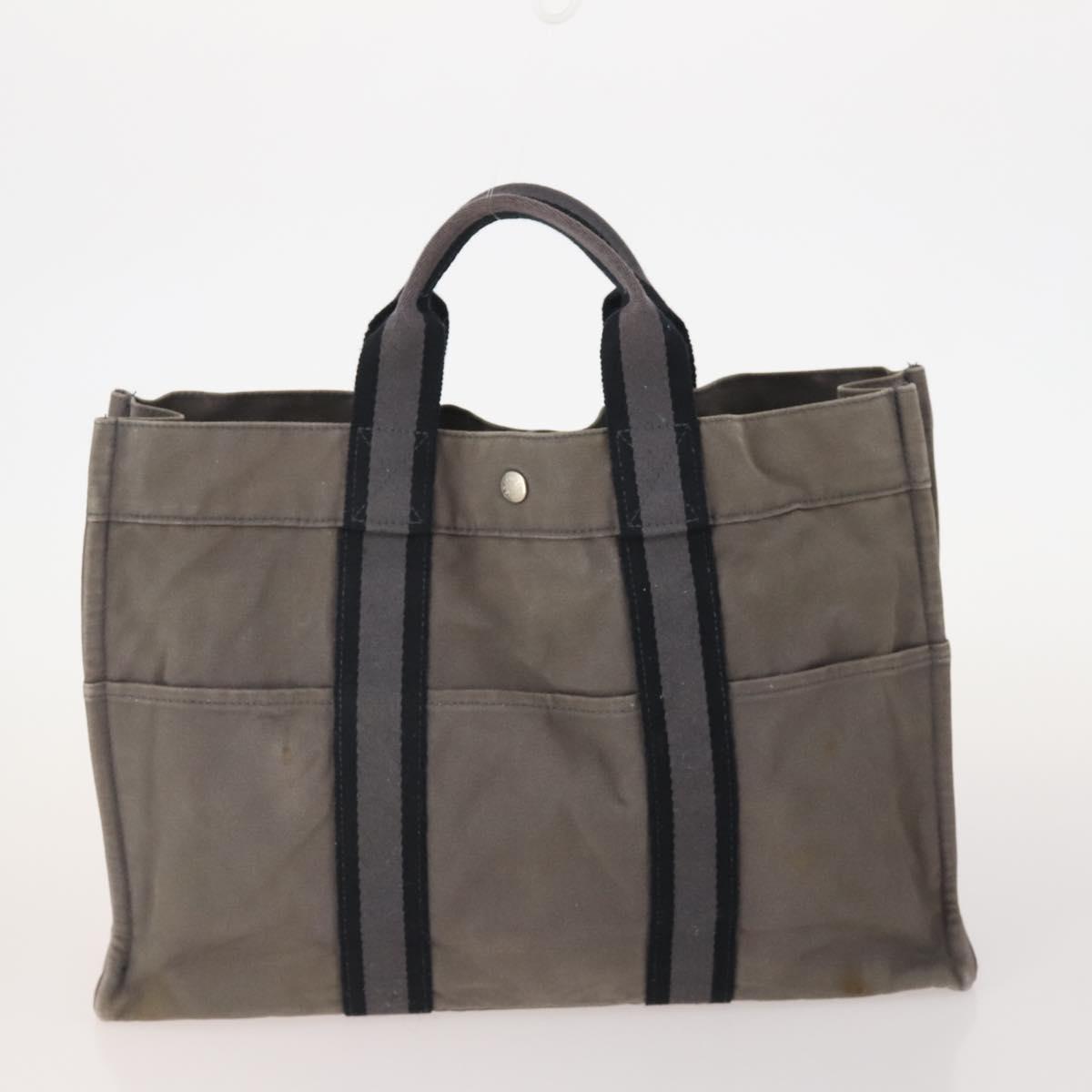 HERMES Fourre Tout Hand Bag cotton 4 Set Black Red gray Auth ti3922