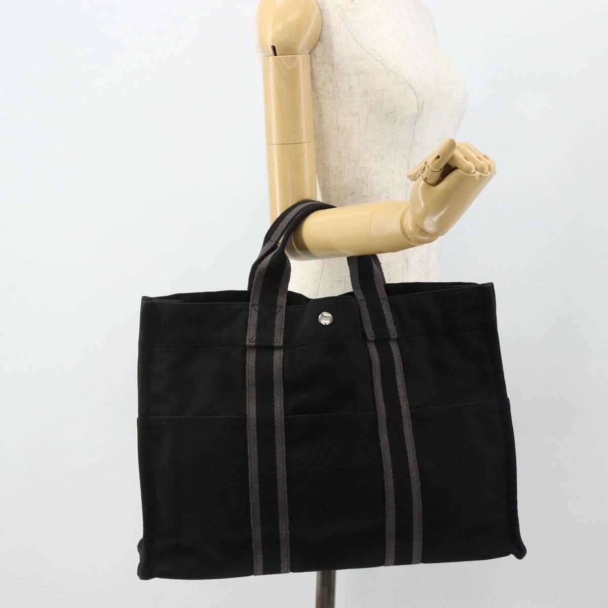 HERMES Fourre Tout MM Tote Bag cotton Black Auth ti3923A