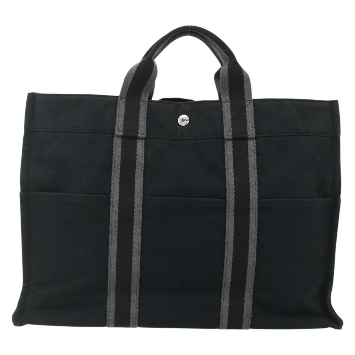 HERMES Fourre Tout MM Tote Bag cotton Black Auth ti3923A