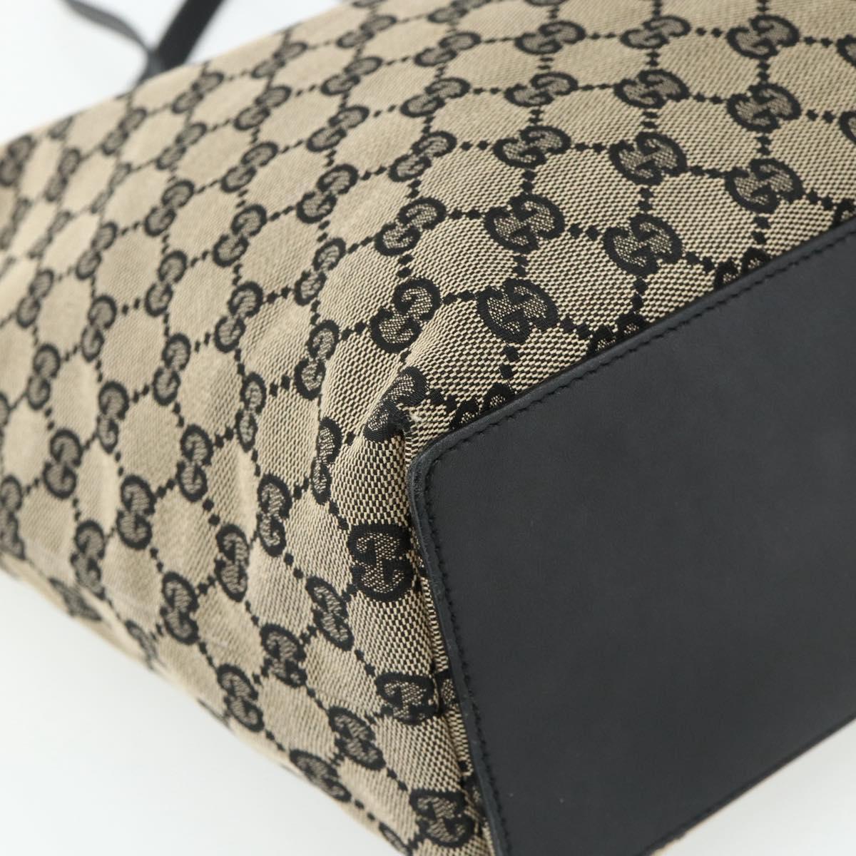 GUCCI GG Canvas Tote Bag Black Gold 002 1098 Auth ti3925