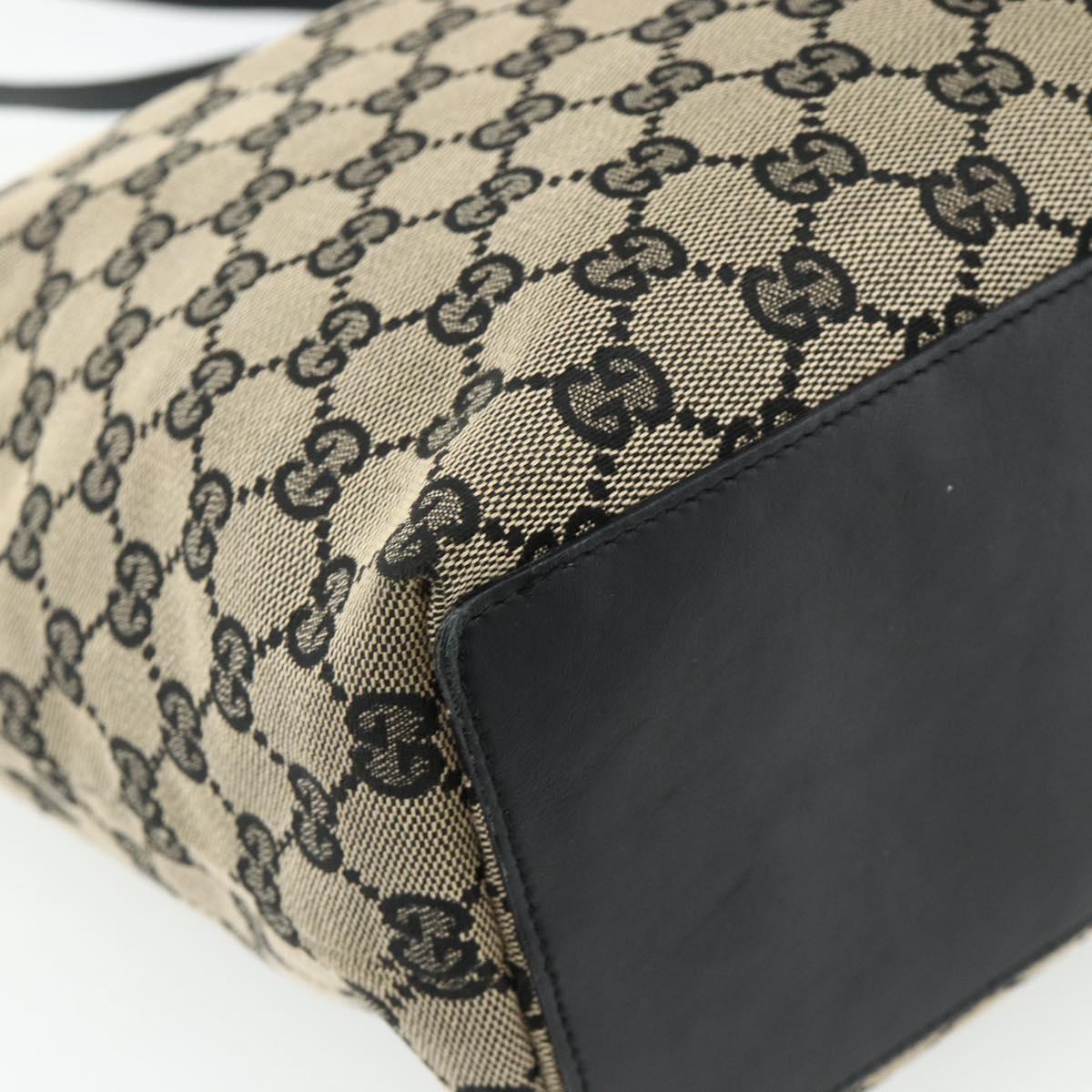 GUCCI GG Canvas Tote Bag Black Gold 002 1098 Auth ti3925