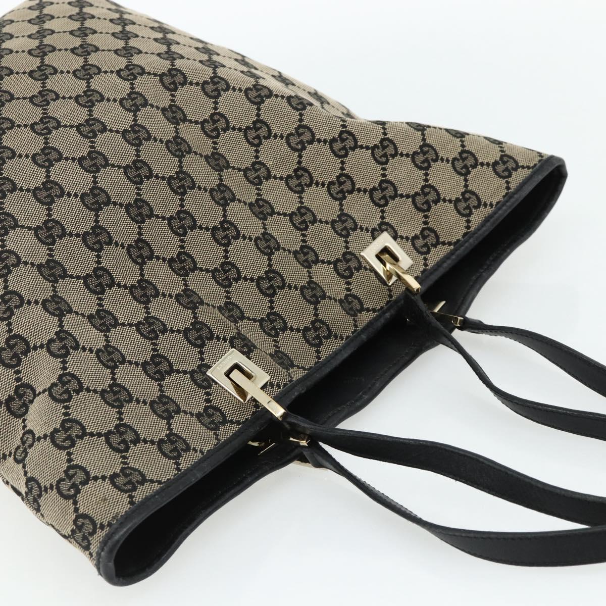 GUCCI GG Canvas Tote Bag Black Gold 002 1098 Auth ti3925