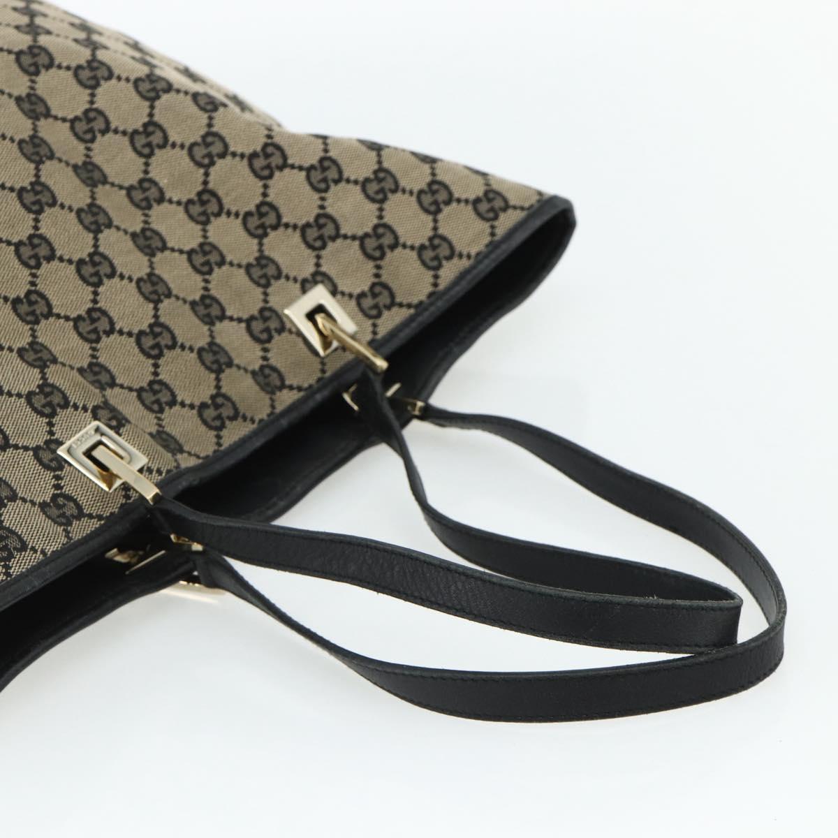 GUCCI GG Canvas Tote Bag Black Gold 002 1098 Auth ti3925