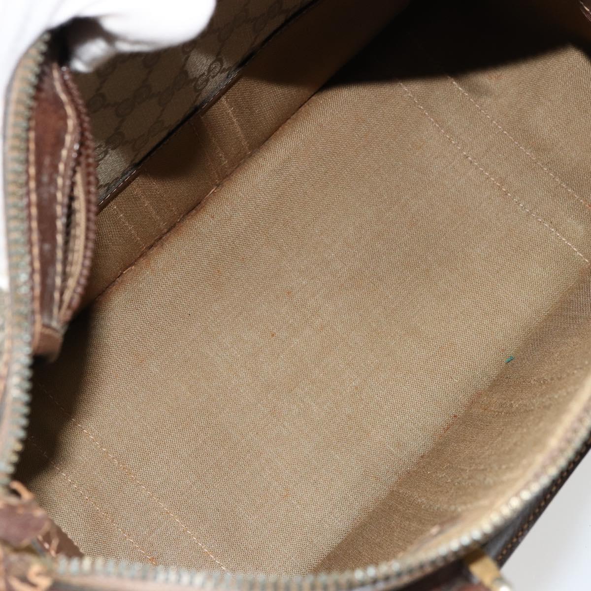 GUCCI GG Supreme Web Sherry Line Hand Bag PVC 2way Beige Gold Auth ti3926