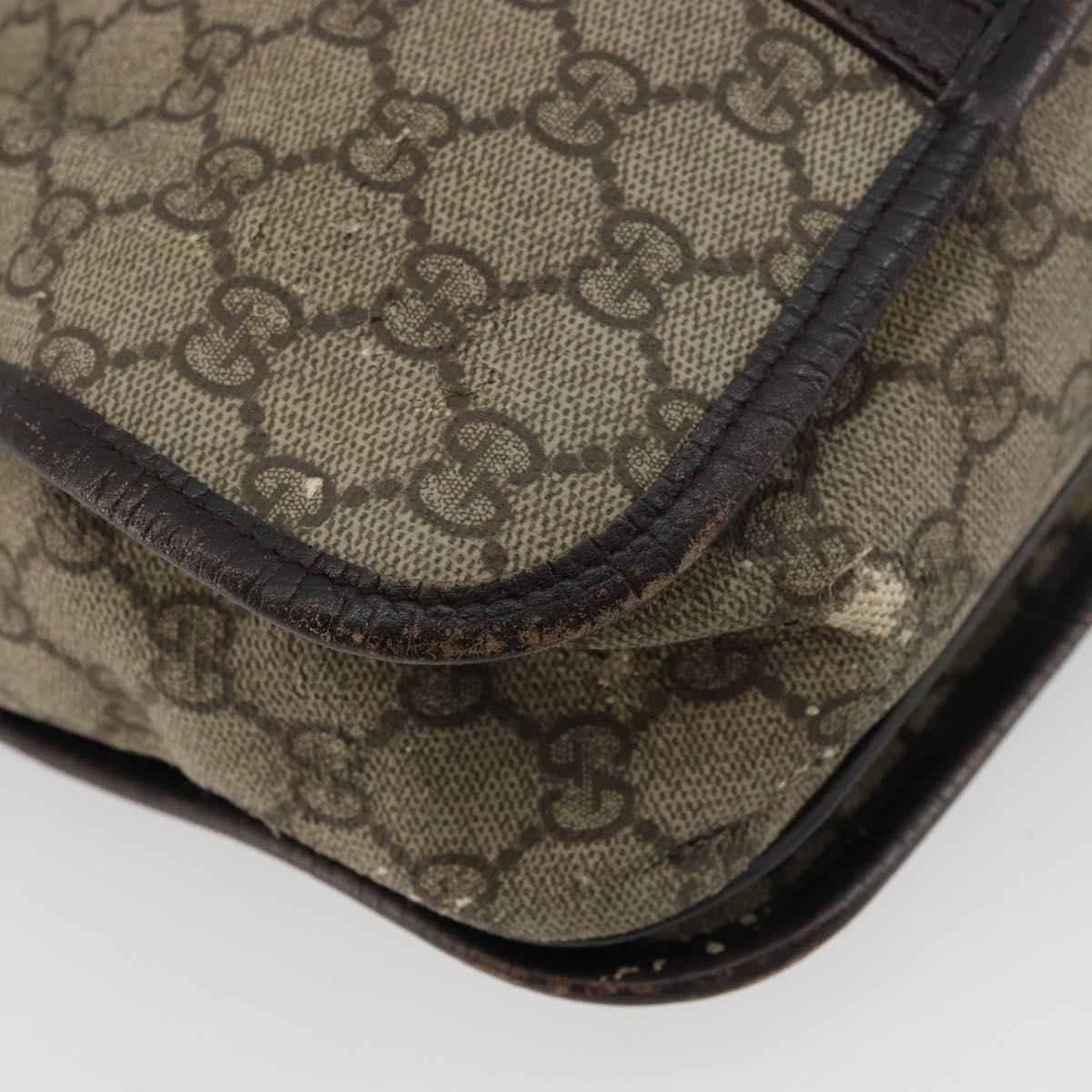 GUCCI GG Supreme Web Sherry Line Bag PVC Beige Silver 145844 Auth ti3927