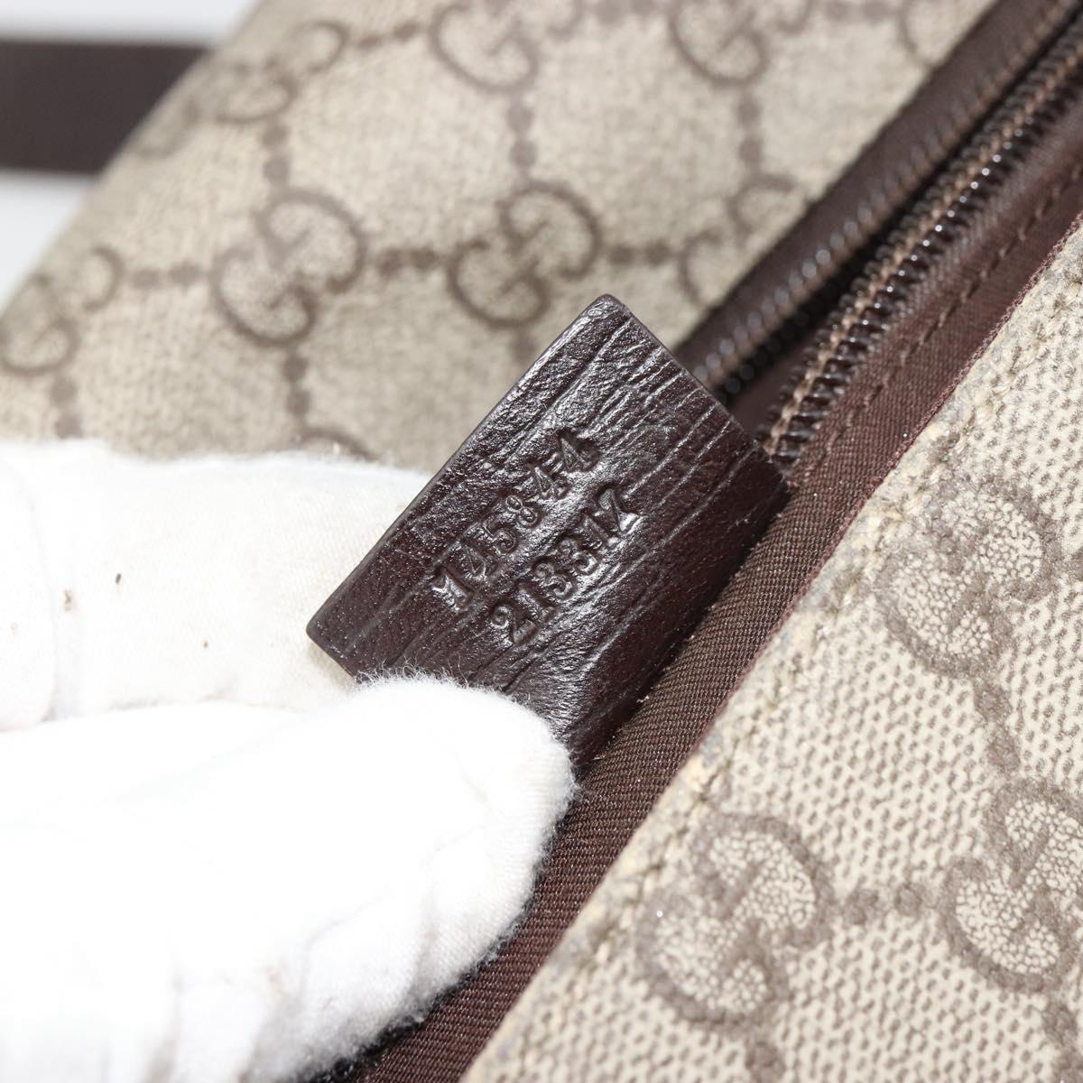 GUCCI GG Supreme Web Sherry Line Bag PVC Beige Silver 145844 Auth ti3927