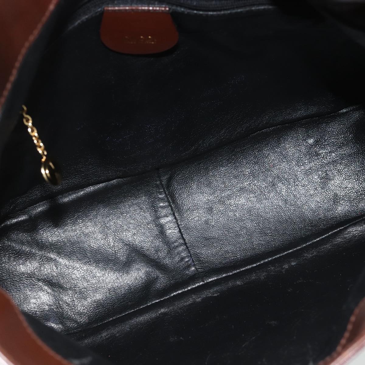 GUCCI Bamboo Bag Patent leather 2way Brown Gold 001 1705 1638 Auth ti3928