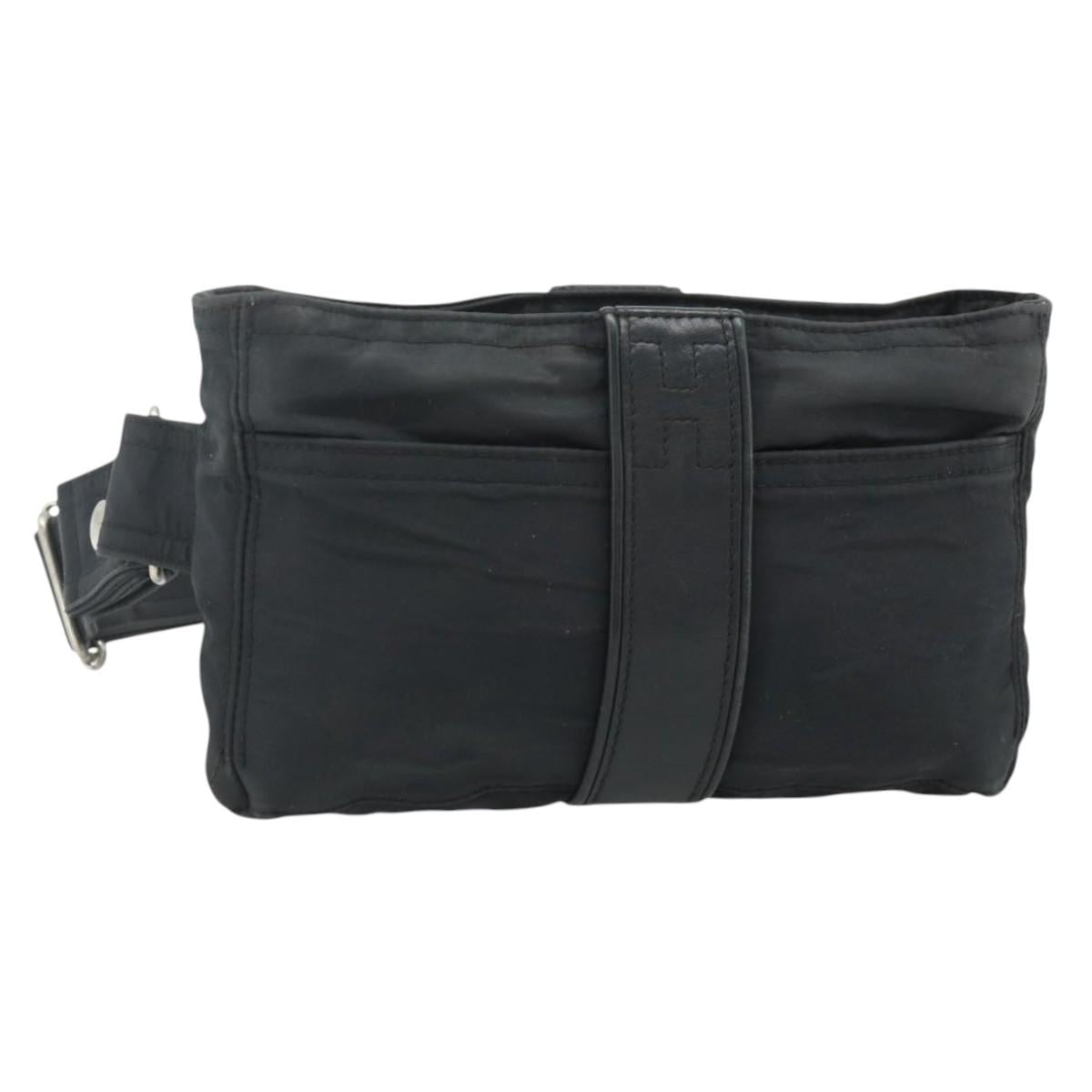 HERMES Acapulco Waist bag Nylon Black Auth ti3931