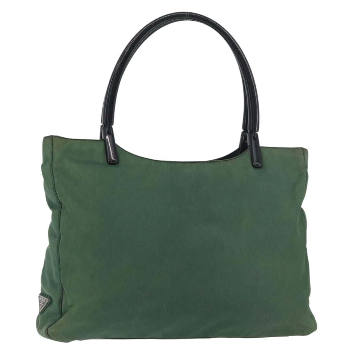 PRADA Tote Bag Nylon Green Black Auth ti3933