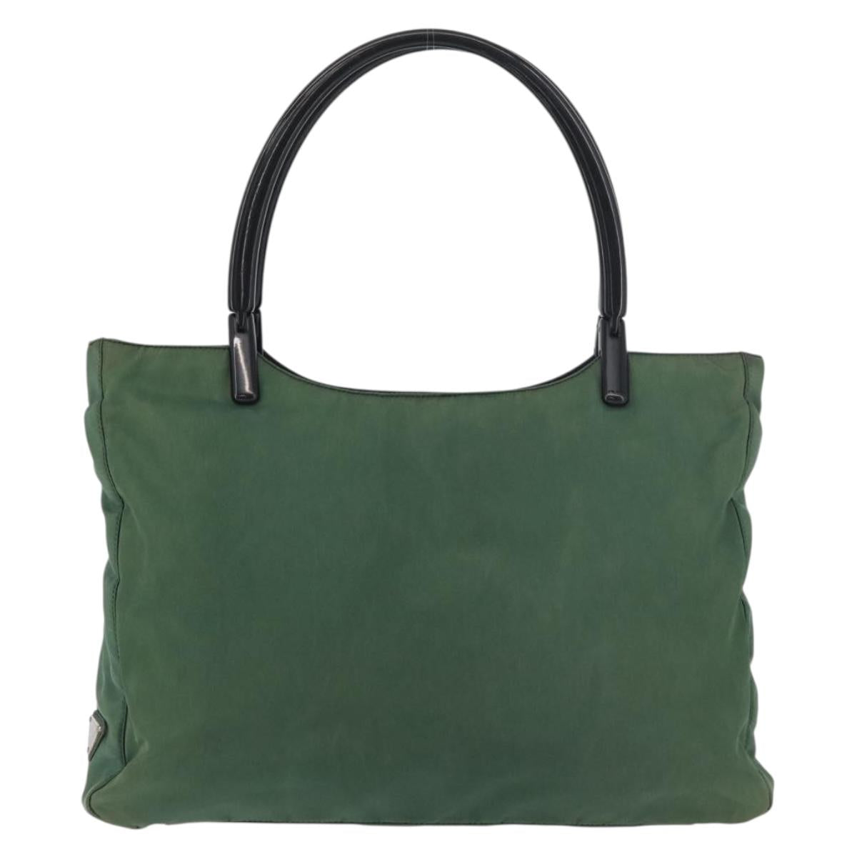 PRADA Tote Bag Nylon Green Black Auth ti3933