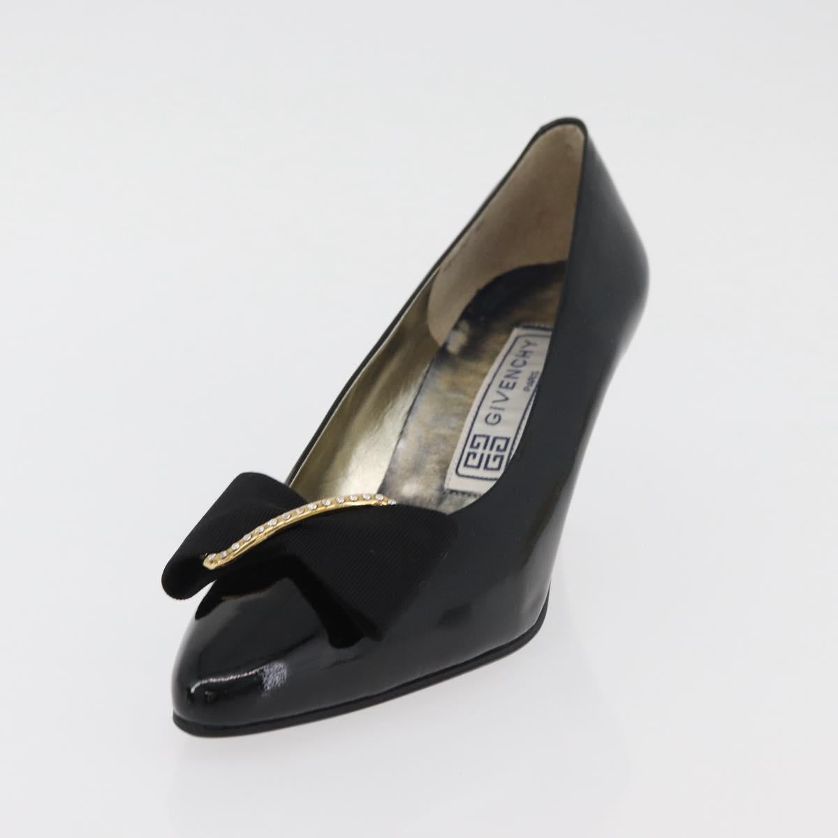 GIVENCHY Heel Patent leather Black Gold Auth ti3934