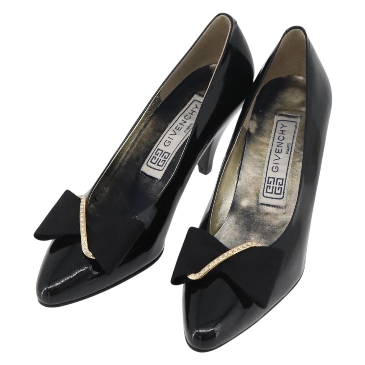 GIVENCHY Heel Patent leather Black Gold Auth ti3934