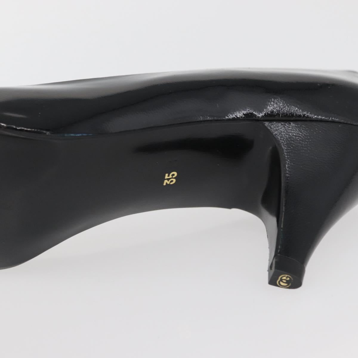GIVENCHY Heel Patent leather Black Gold Auth ti3934